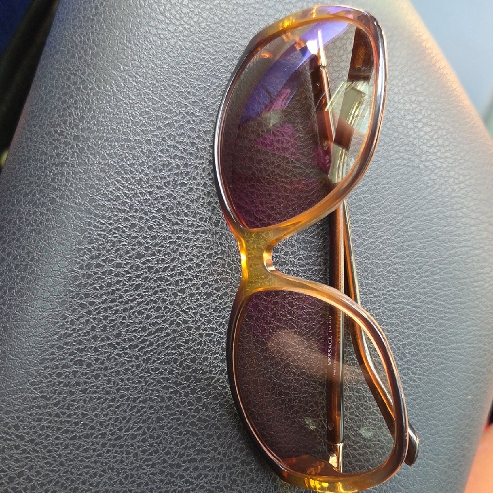 Versace Brown Oval Sunglasses with Gradient Lenses